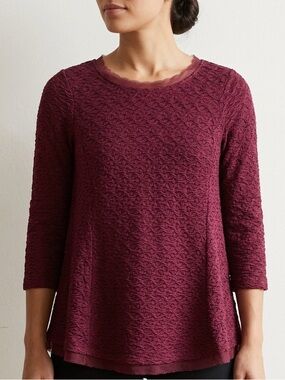 POSTMARK by ANTHROPOLOGIE Elbow Sleeve Round‎ Neck Zip Back Blouse